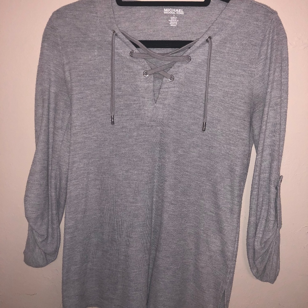 Michael Kors Gray Front Lace Shirt